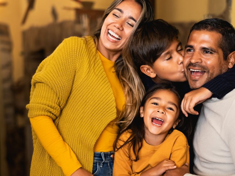 Happy family spending time together outdoors
